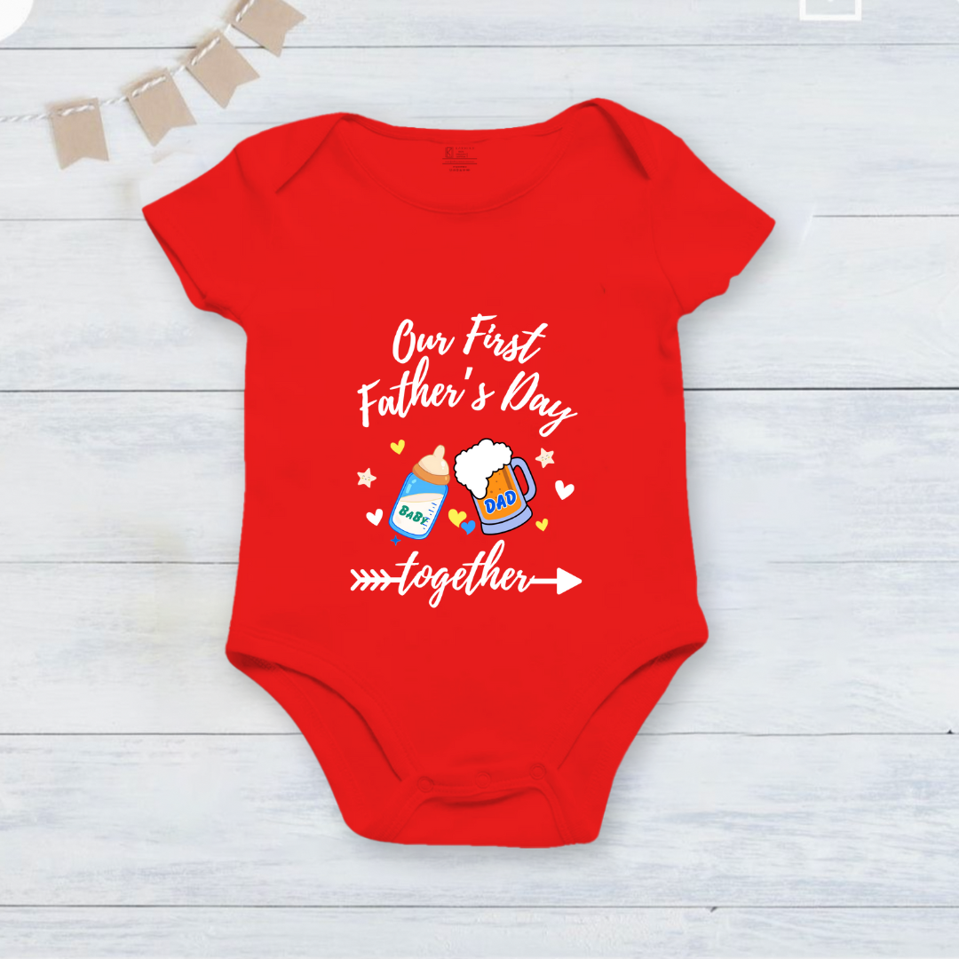 Our First Father's Day baby onesie _red