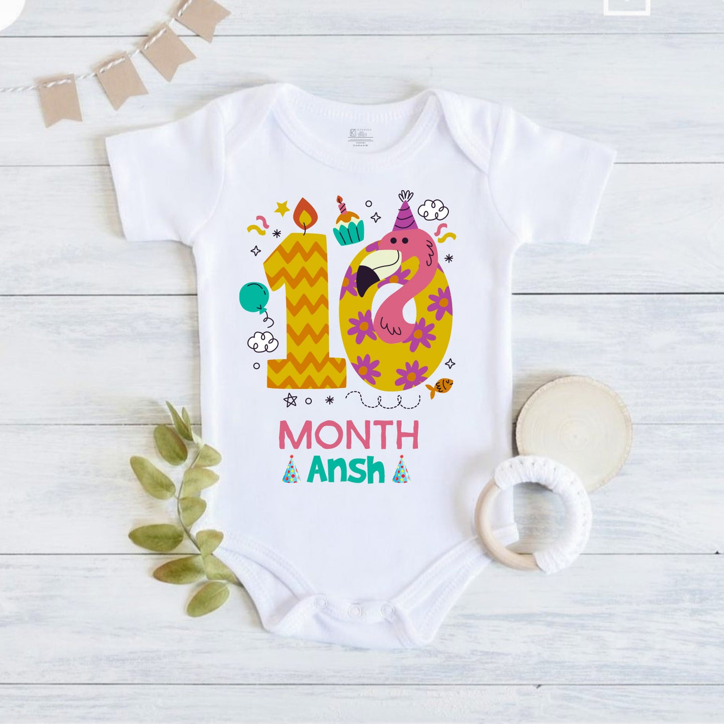 10th Infant monthly birthday Little Monthlies Onesie