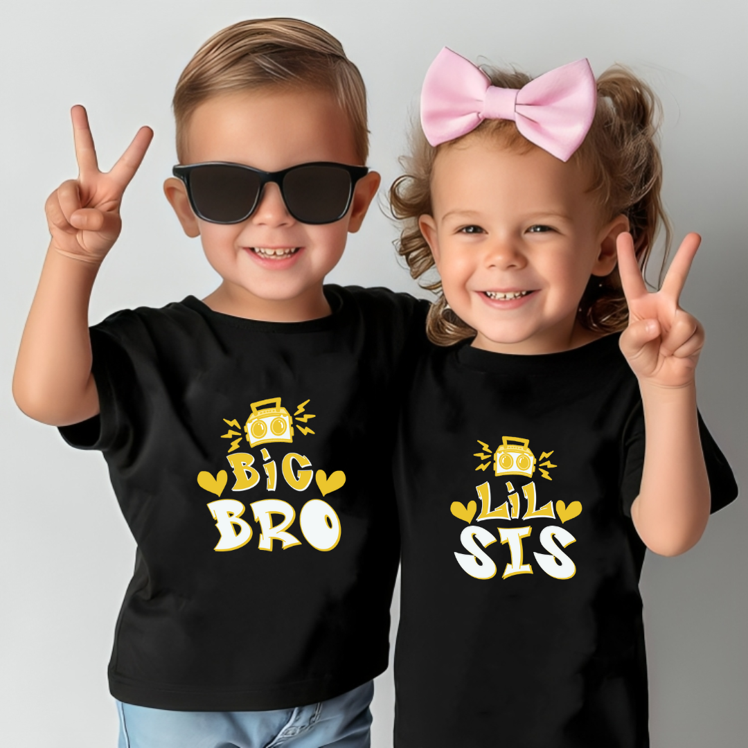 Combo pack of Big Bro, Little Sis _ Black Tees