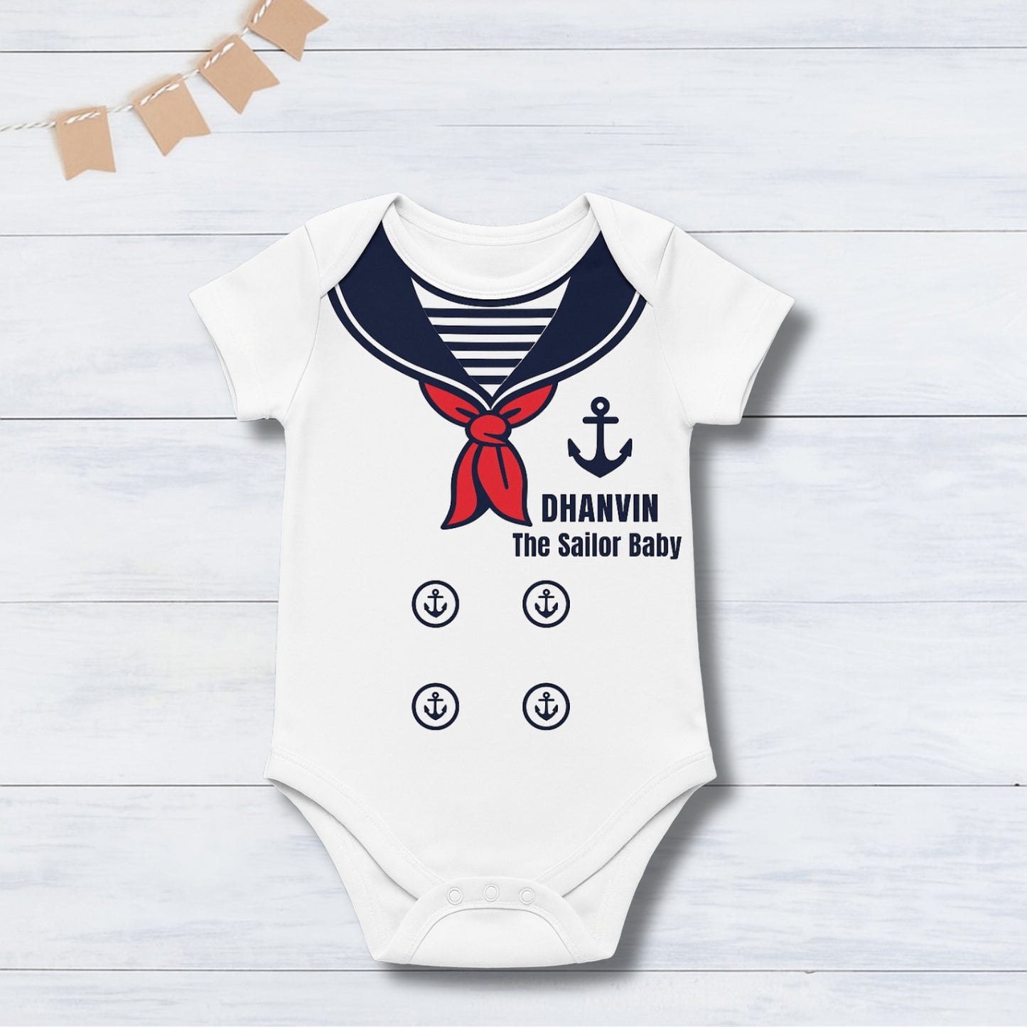 Cute Professional The Sailor Baby Photoshoot Outfit With Customized Baby Name for Newborns & Infants | Soft Cotton
