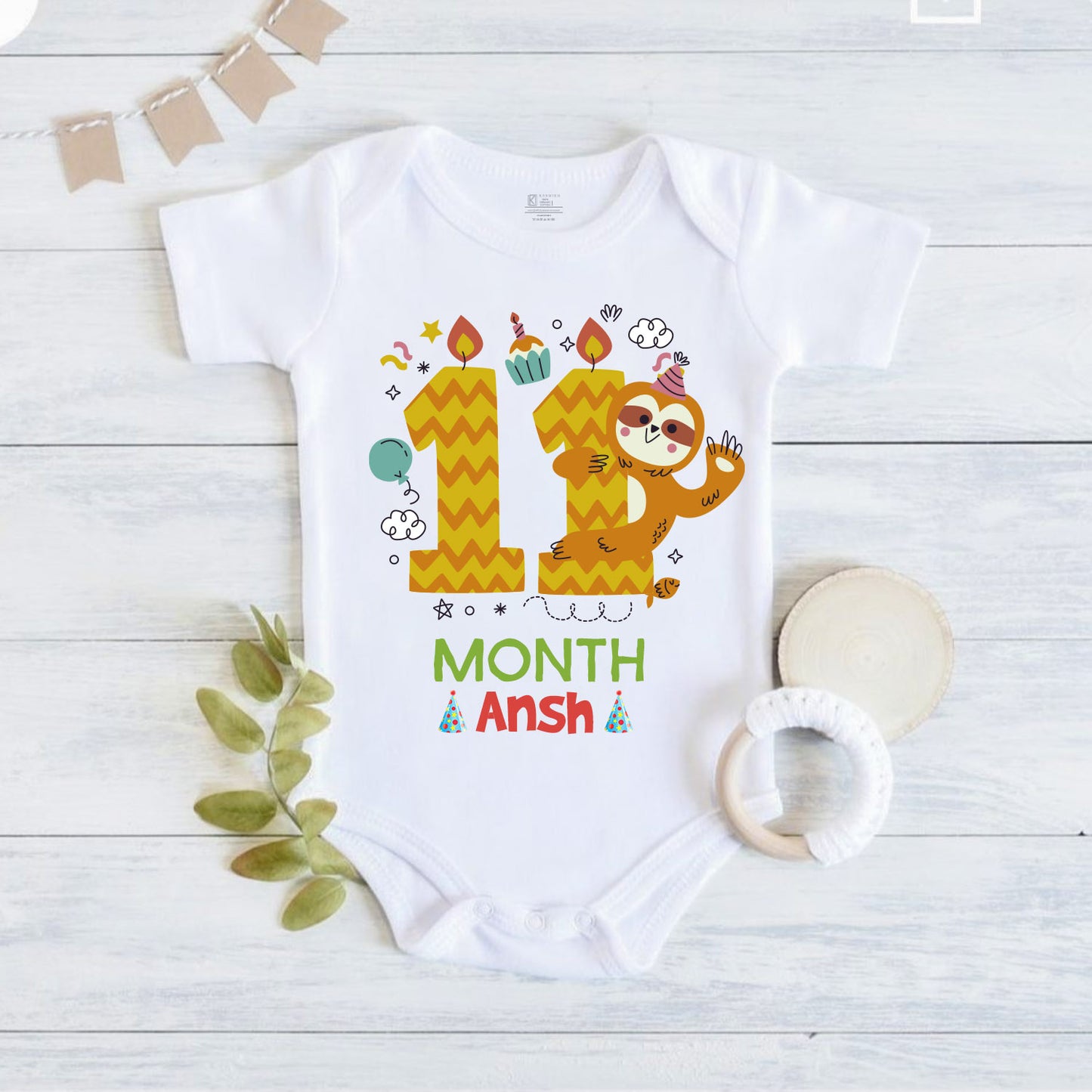 11th Infant monthly birthday Little Monthlies Onesie