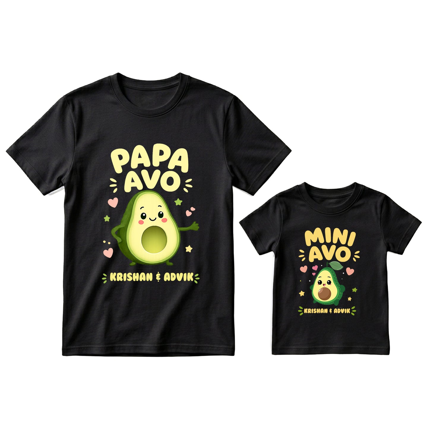 New Born & Baby Clothing | Papa Avo Mini Avo Together Father & Son Twinning Black Sets | Soft T-shirt