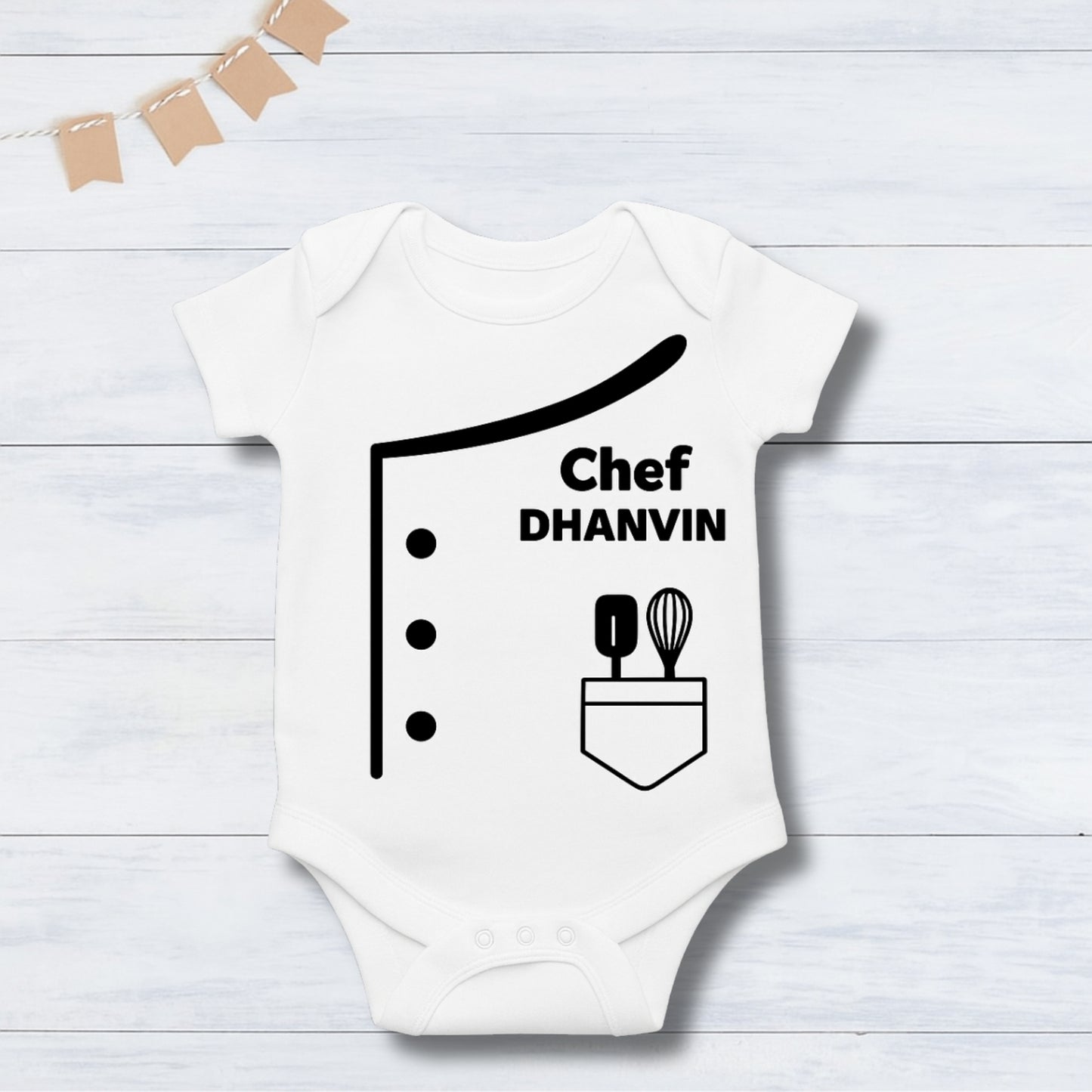 Cute Professional Chef Baby Photoshoot Outfit With Customized Baby Name for Newborns & Infants | Soft Cotton