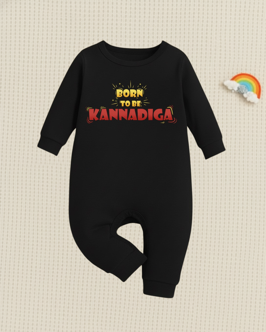 Born To Be Kannadiga  _ Black Full Romper