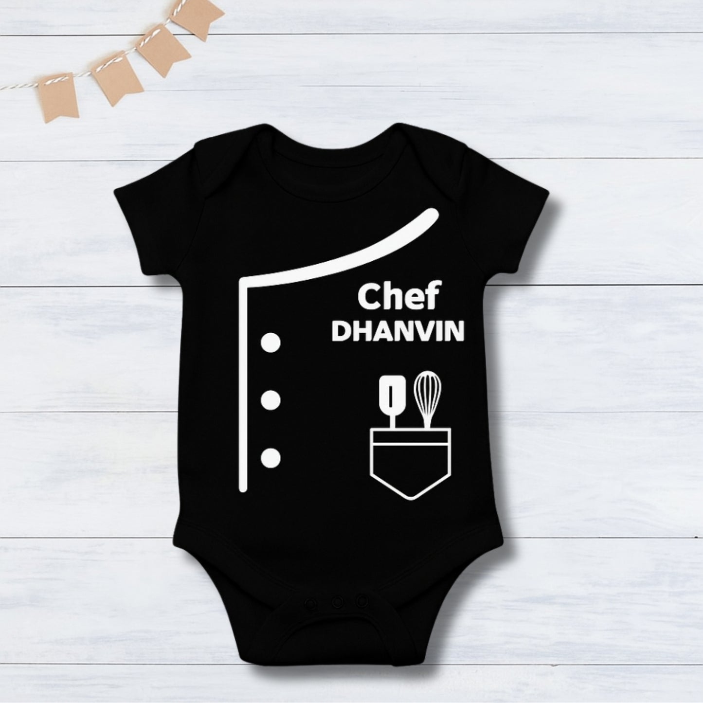 Cute Professional Chef Baby Photoshoot Outfit With Customized Baby Name for Newborns & Infants | Soft Cotton