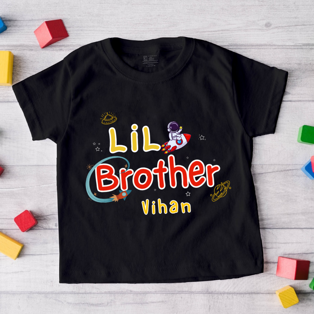 Little Brother customised with name _ Black tee