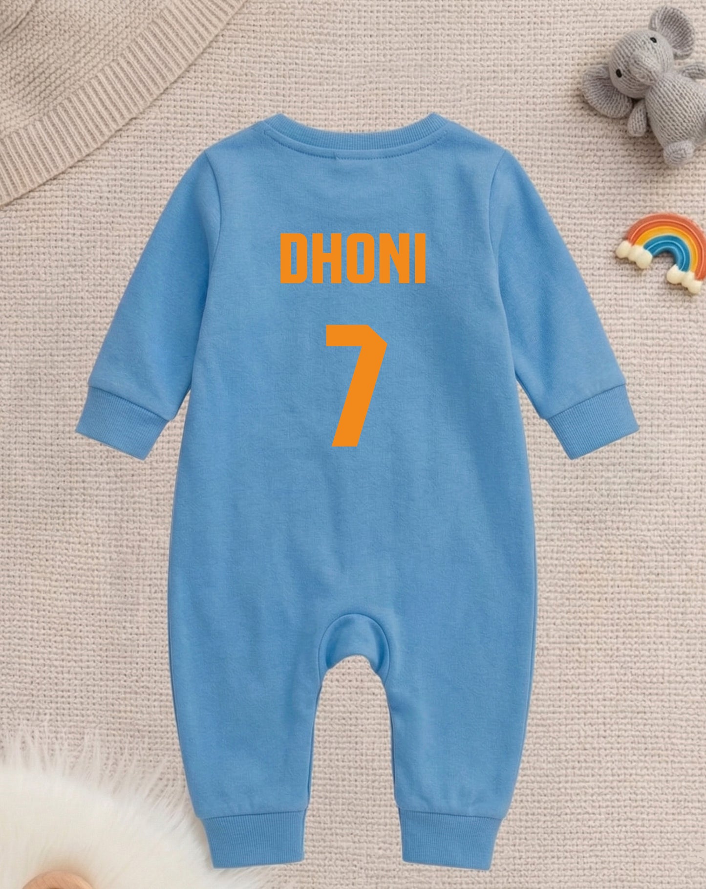 Newborns & Infants | Cute Indian Jersey Baby Photoshoot Outfit With Customized Baby Name Blue Full | Soft Cotton