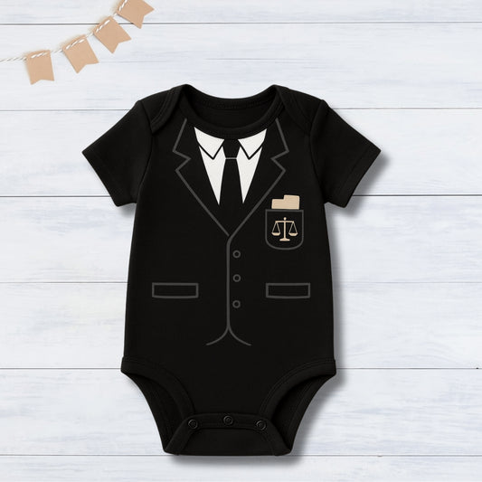 Little Lawyer Baby Onesie – Future Advocate Outfit With Customized Baby Name _ Black Romper