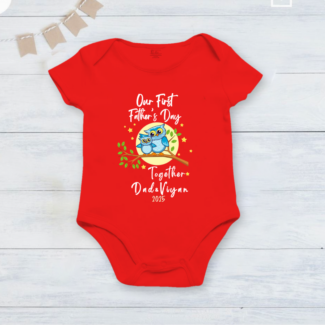 Father's Day customized baby name _red onesie