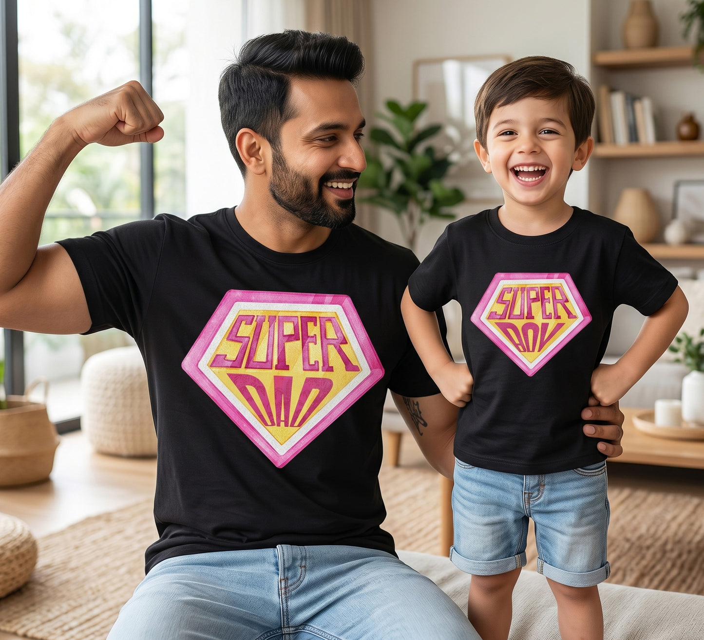 New Born & Baby Clothing | Super Dad Together Twinning Sets T-shirt | Soft Cotton
