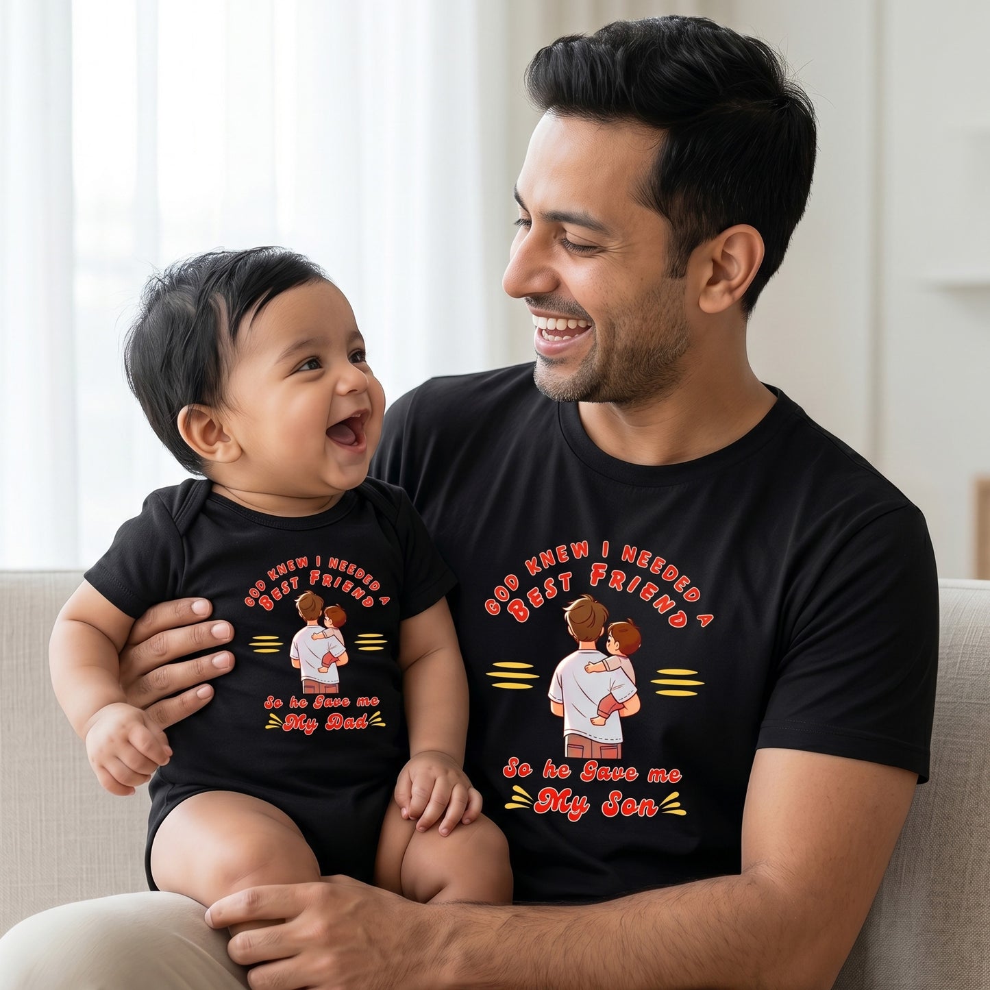 New Born & Baby Clothing | Best Friend Twinning set Black Combo | Soft T-shirt