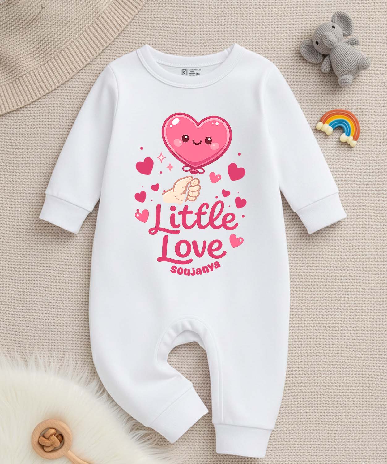 New Born & Baby Clothing | Baby’s First Valentine Outfit - Little Love With Customized Baby Name | Soft Cotton