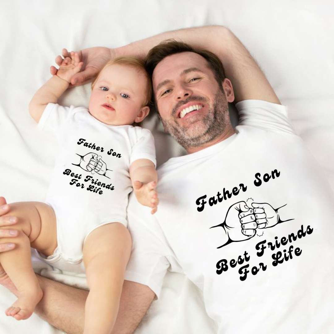 Father's Day Twinning Sets Father-son best friends for life T-shirt and onesie _white