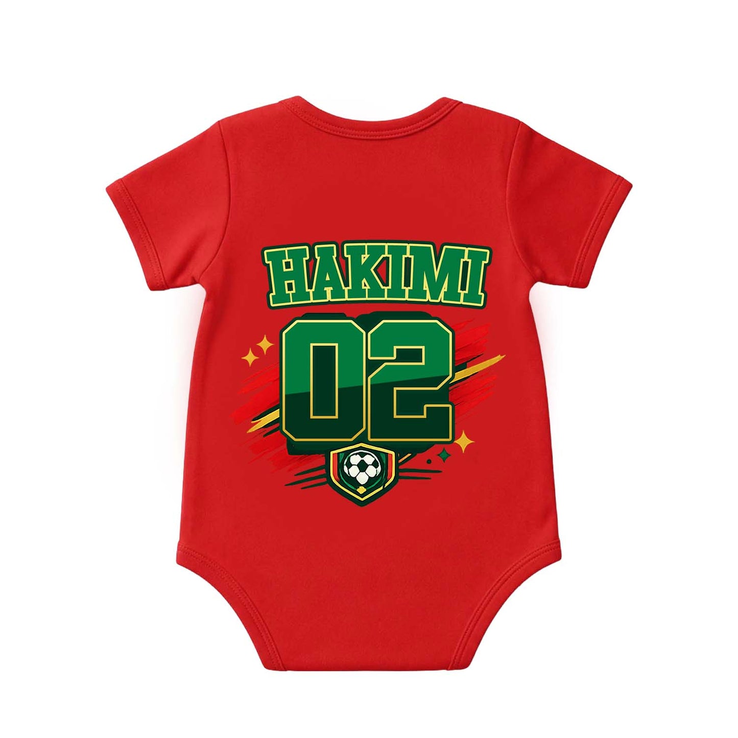 New Born & Baby clothing | Morocco Football Fan Baby Romper with Customized Baby Name Printed | Soft Cotton
