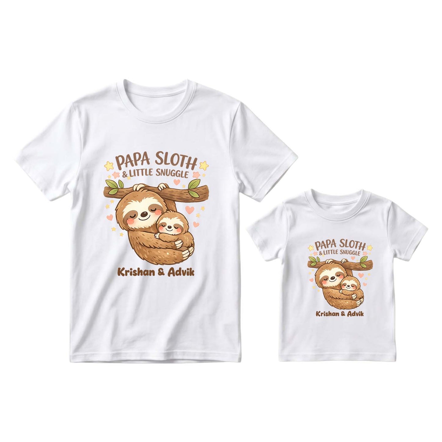 New Born & Baby Clothing | Papa Sloth & Baby Sloth Together Father & Son Twinning Black Sets | Soft T-shirt