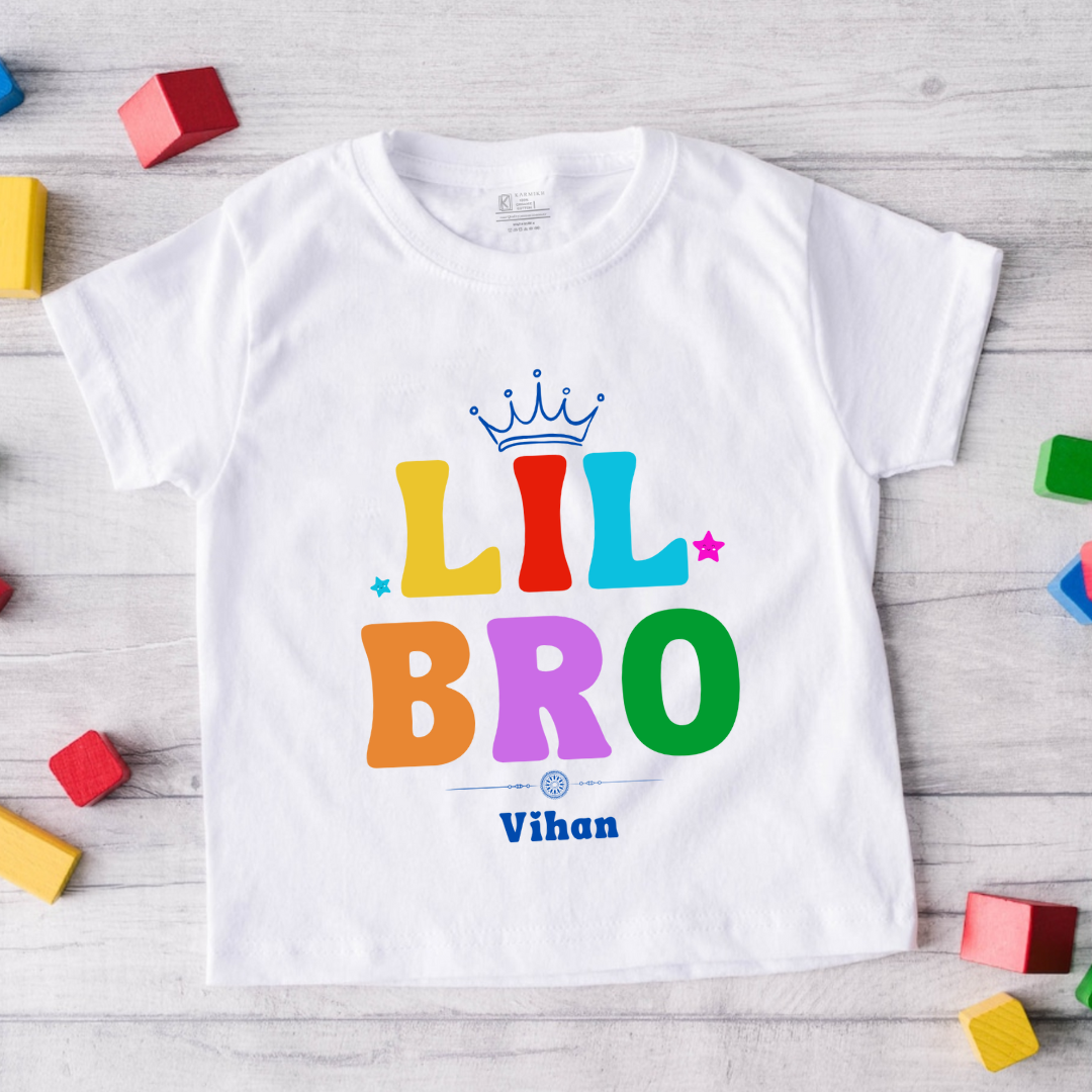 Little Brother customised with name _ White tee