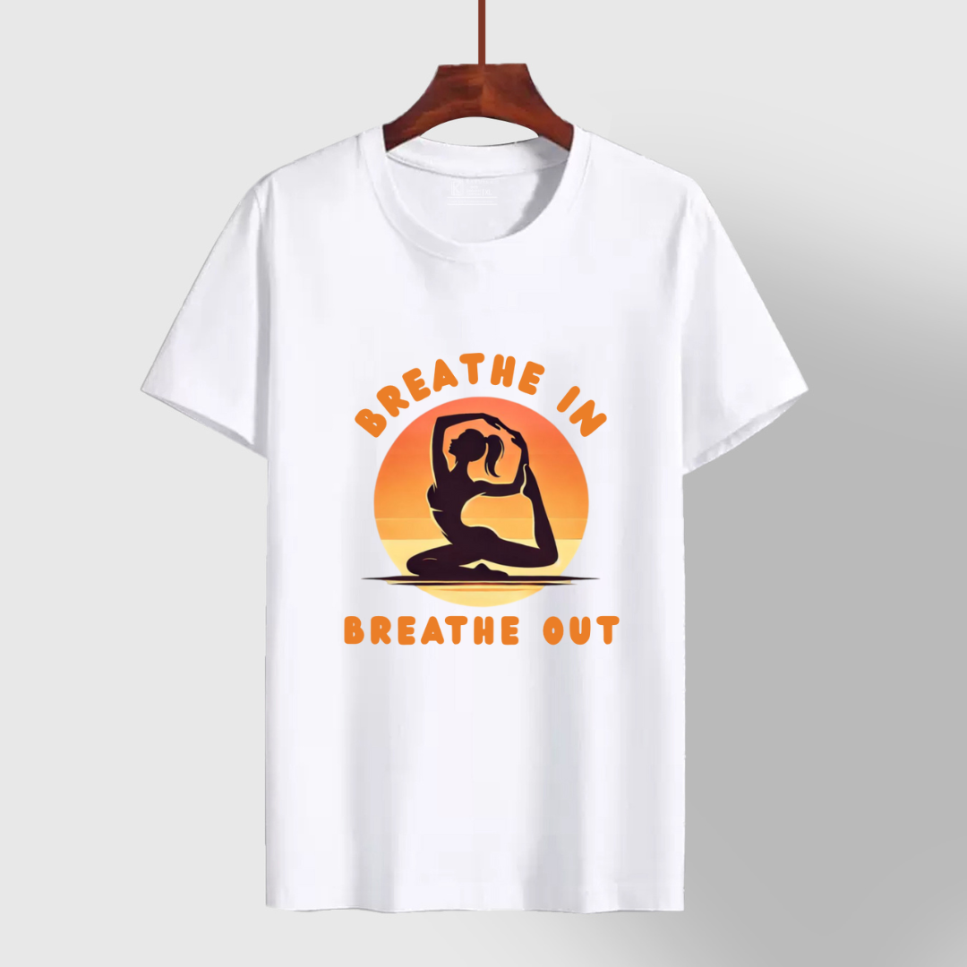 Breath In, Breath Out_Yoga White tee