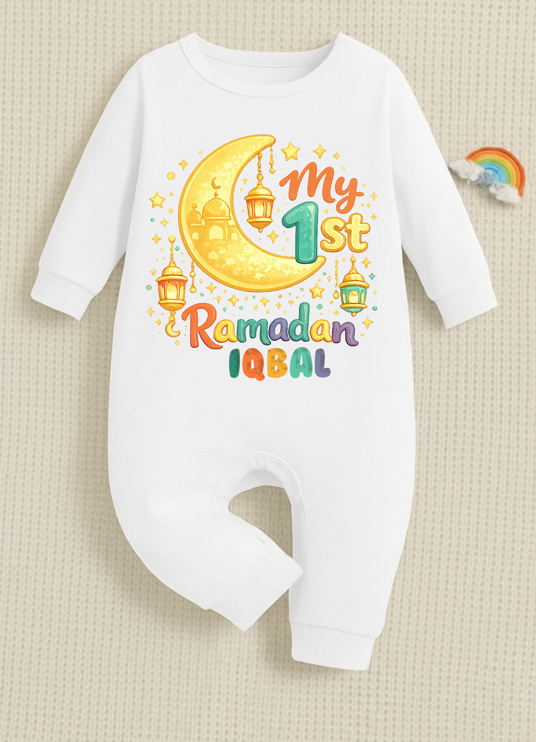Newborn & Baby Clothing | Baby My First Eid Romper with Personalized Name | Soft Cotton