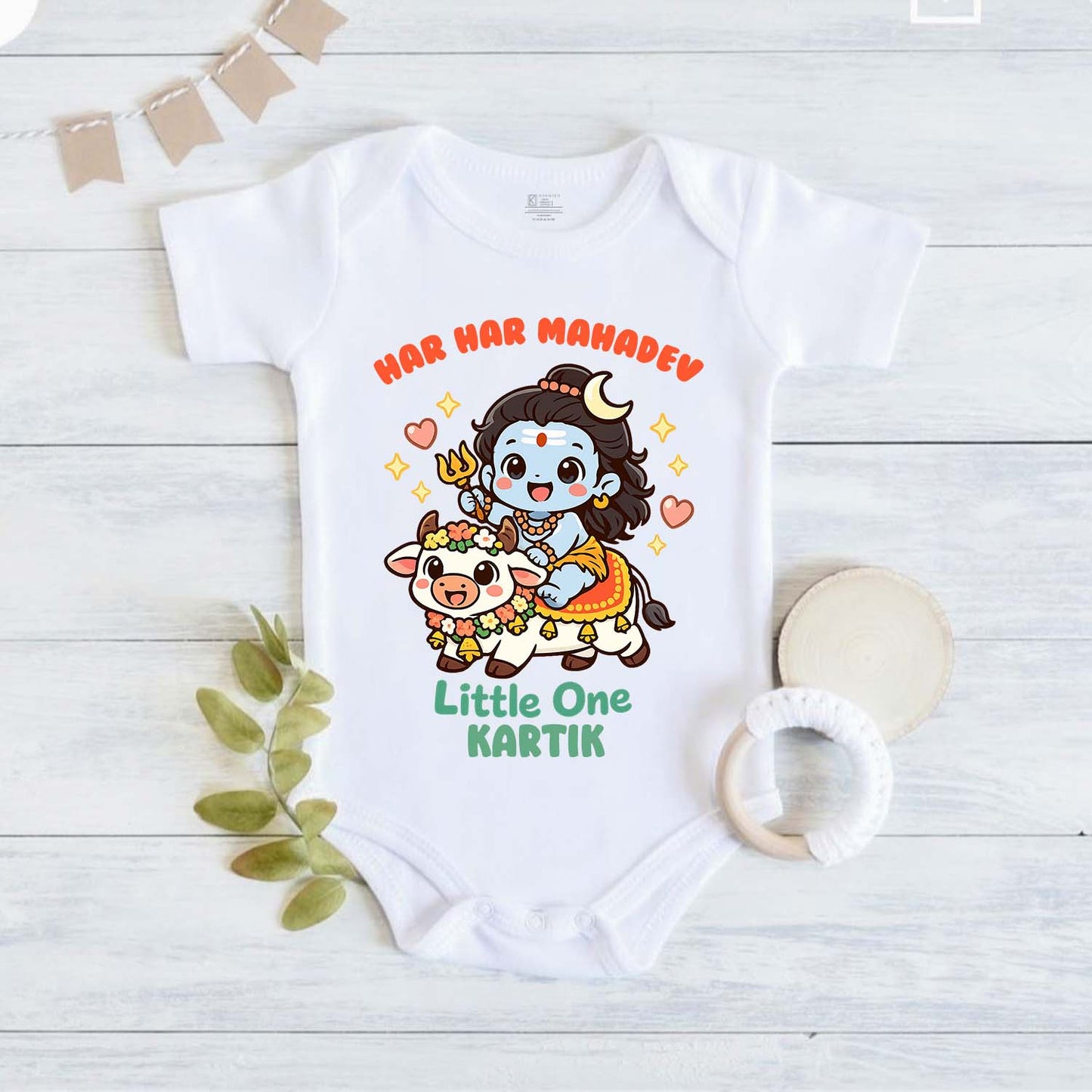 New Born & Baby Clothing | Baby’s Har Har Mahadev Outfit With Customized Baby Name | Soft Cotton
