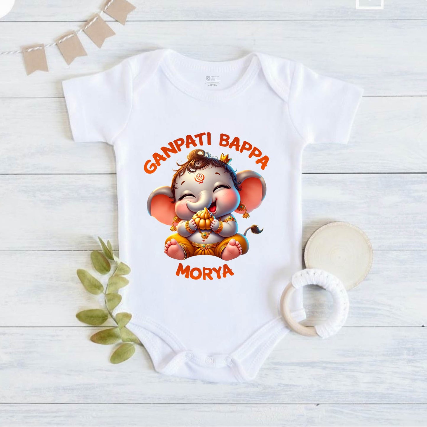 Ganpati Bappa Morya_ White onesie
