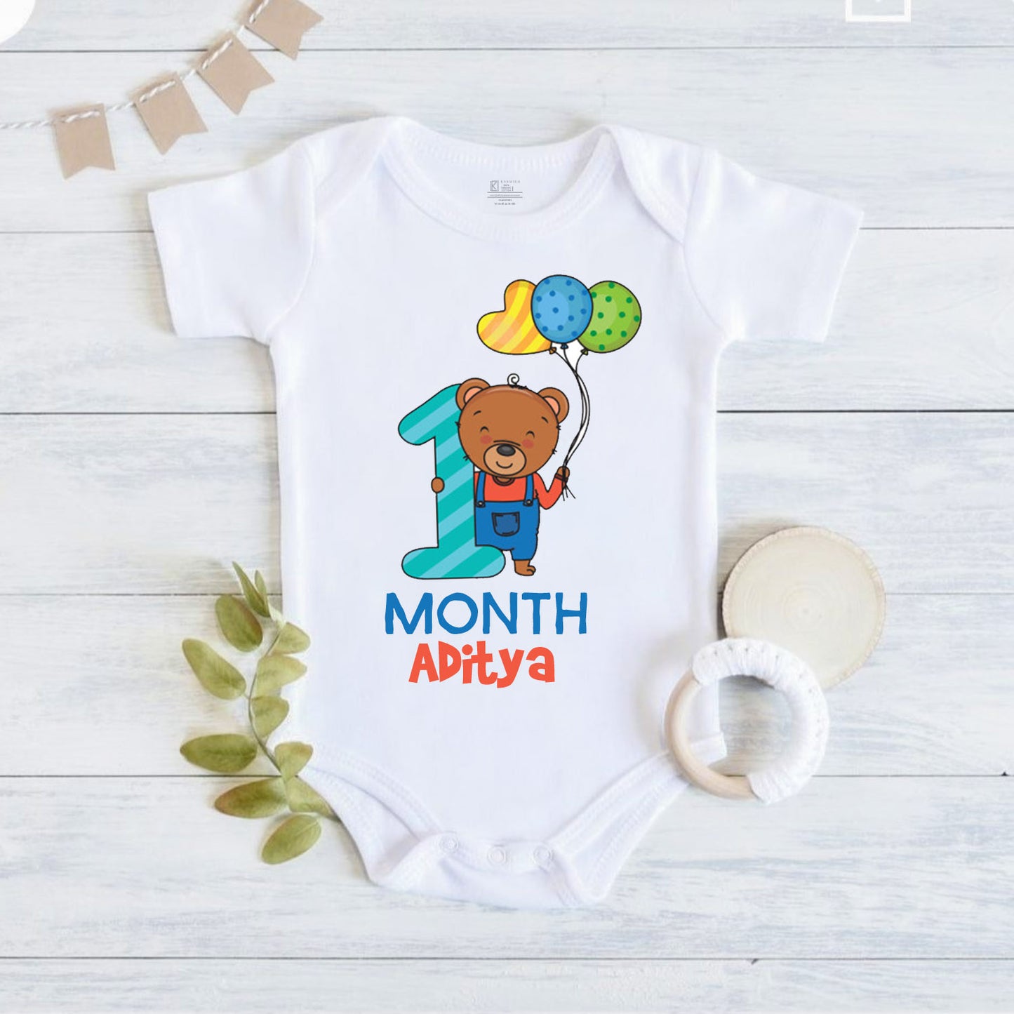 Infant monthly birthday 12 Months of Love Onesie