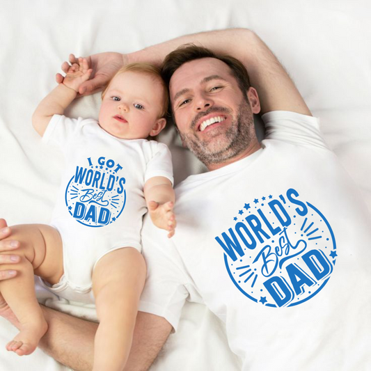 Father's Day Twinning Sets World's Best Dad T-shirt and onesie _white