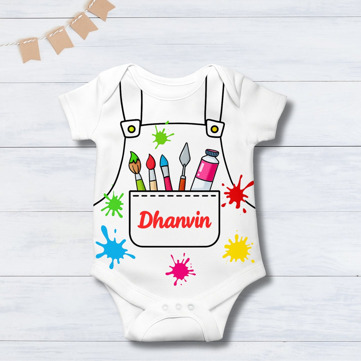 Cute Baby Artist Baby Photoshoot Outfit With Customized Baby Name for Newborns & Infants | Soft Cotton