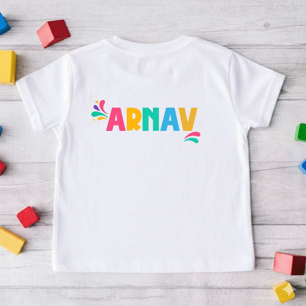 New Born & Baby Clothing | Baby Let's Play Holi T-shirt With Customized Baby Name At The Back | Soft Cotton