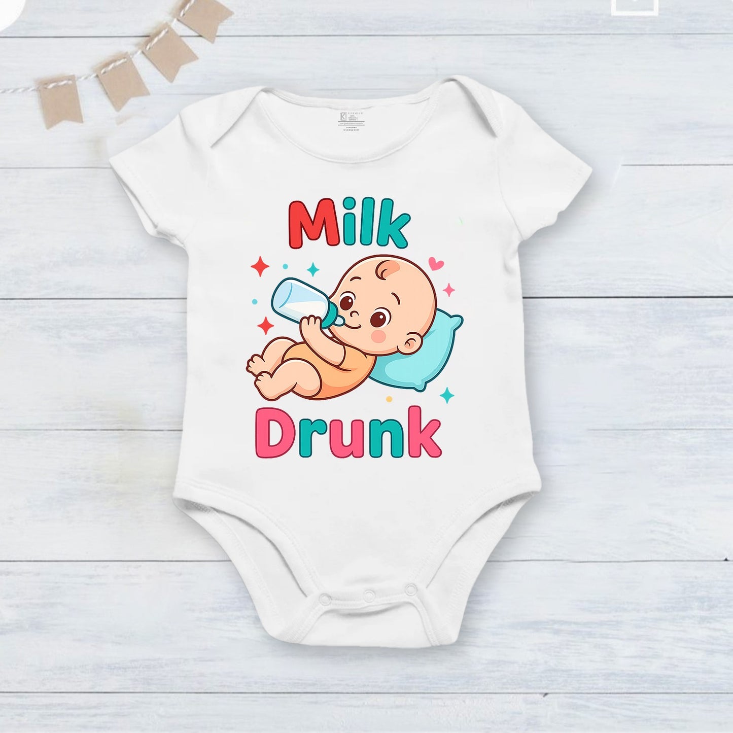 Milk Drunk Infant Onesie_ White