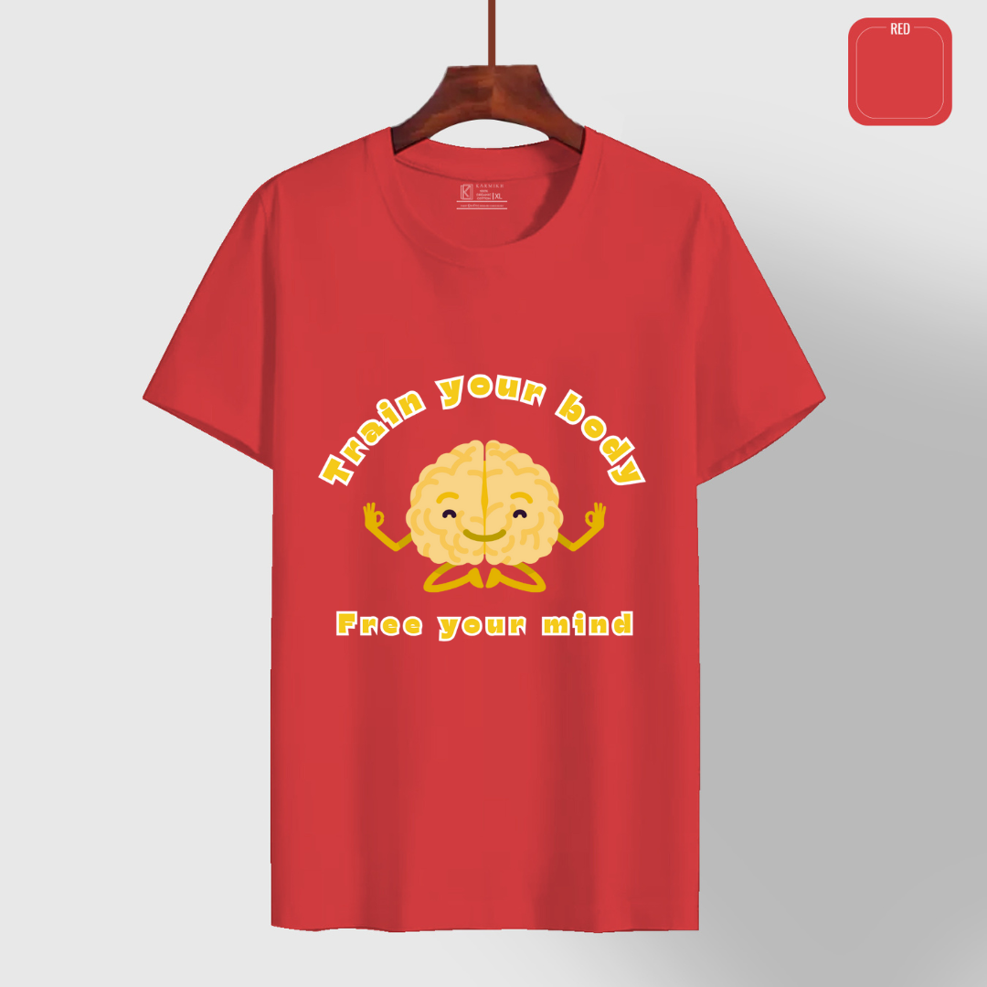 Train Your Body, Free Your Mind_ Red Yoga Tee