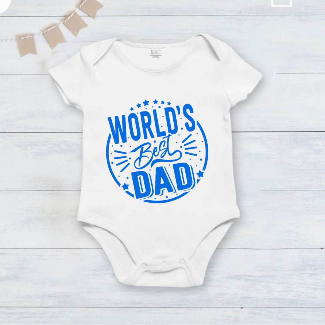 Father's Day World's Best Dad baby onesie _white