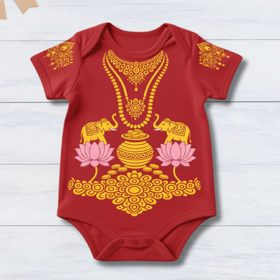 Little Lakshmi Devi Of The Home _ Red Onesies