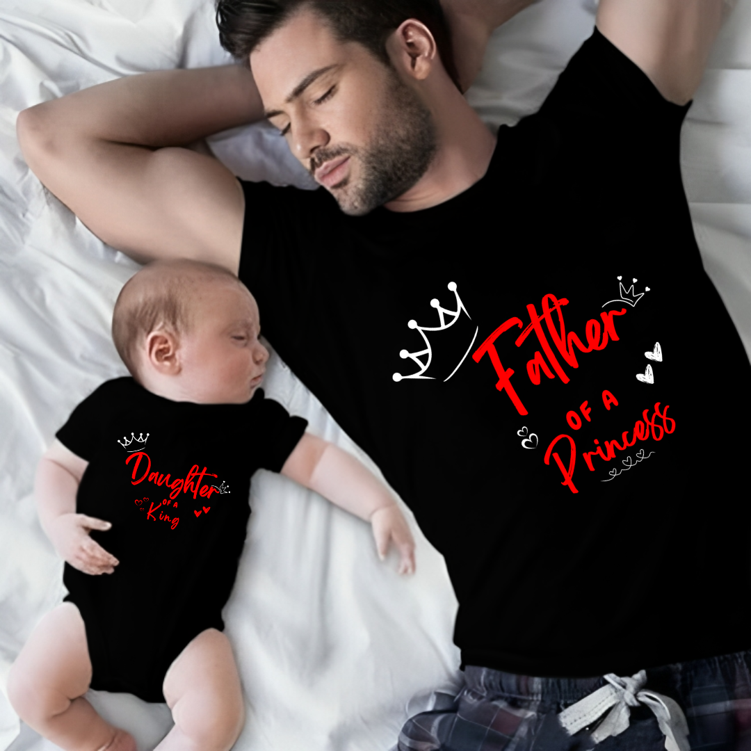 Father's Day Father of a princess, Daughter of a king Twinning Sets T-shirt and onesie _black