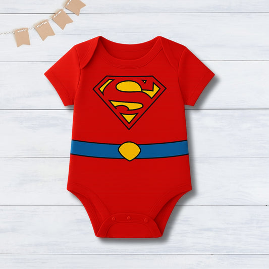 Super Baby Onesie – Cartoon With Customized Baby Name  _ Red Romper