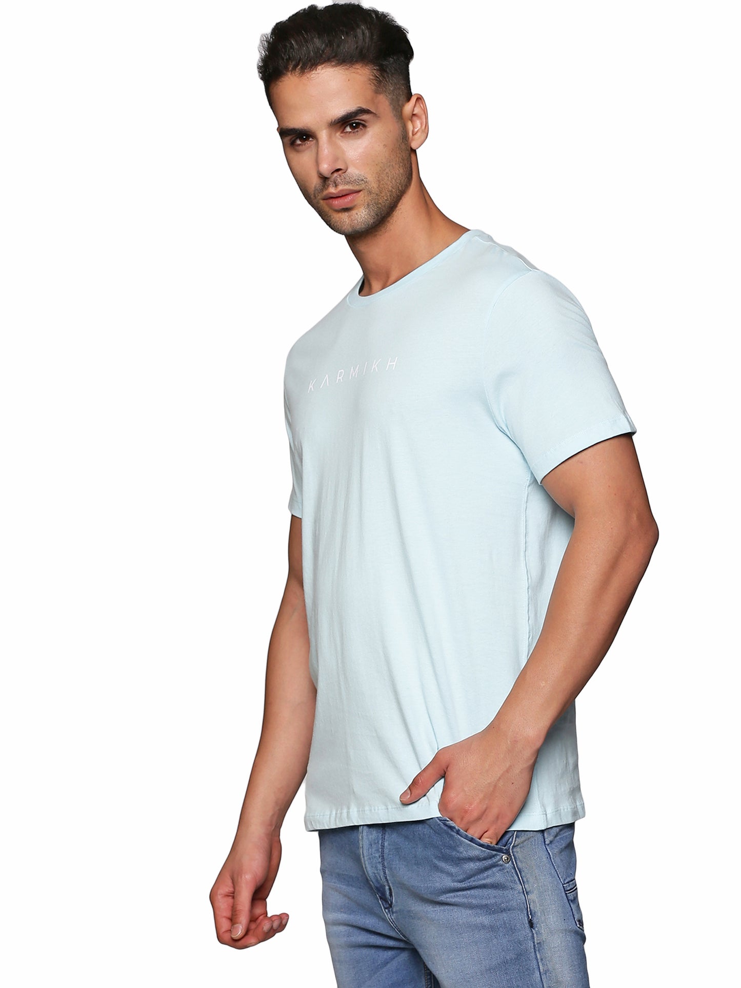 Men Round Neck Classic Karmikh Organic Cotton T-Shirt - Spun Sugar