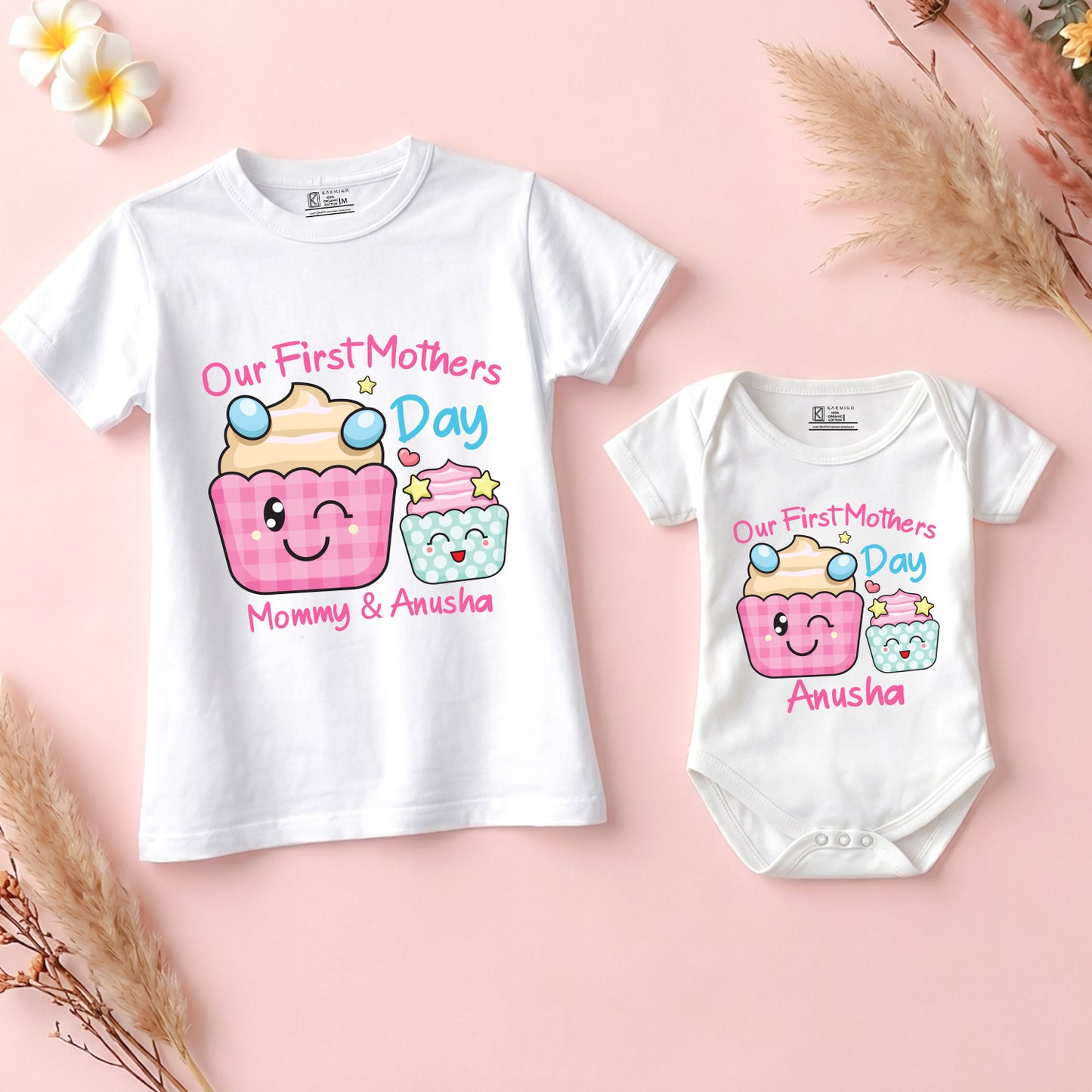 New Born & Baby Clothing | Our First Mother's Day Together With Customized Baby Name Cup Cake | Soft Cotton