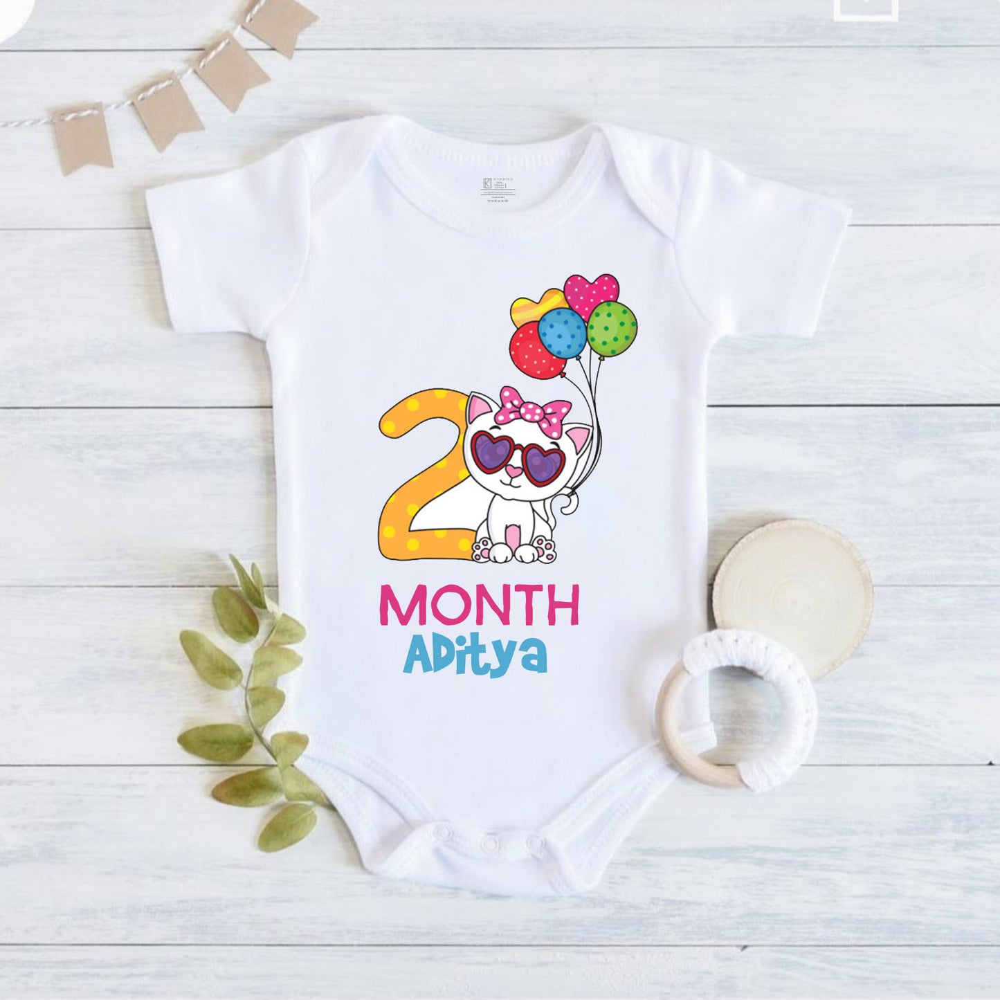 Infant monthly birthday 12 Months of Love Onesie