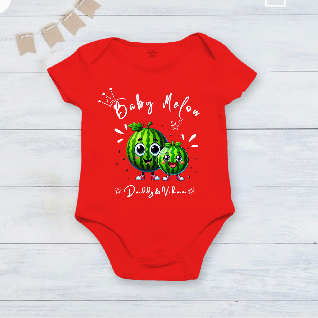 Father's Day customized baby name melon _Red onesie