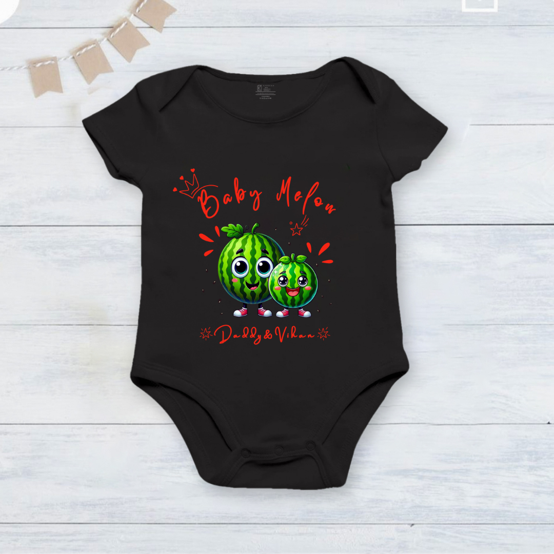 Father's Day customized baby name melon _black onesie