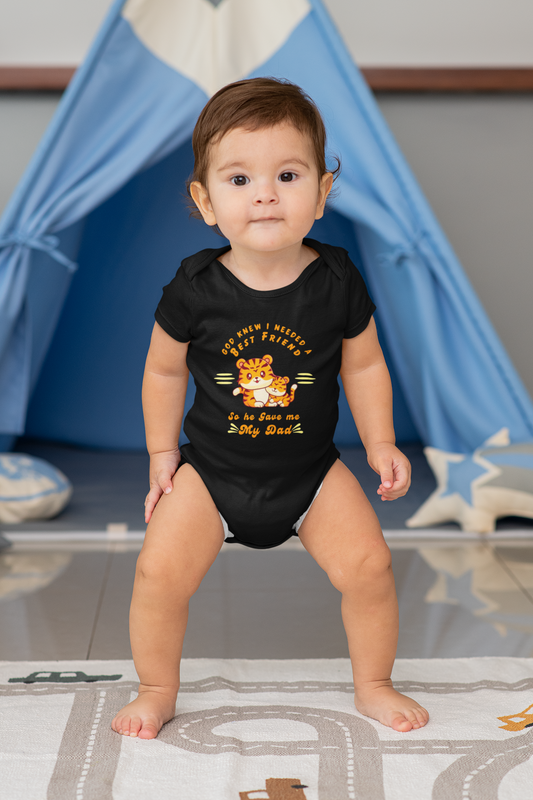 Father's Day My Dad my best friend tiger print _black onesie