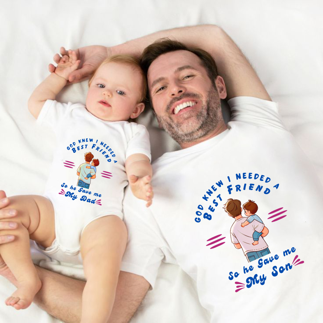 Father's Day Twinning Sets T-shirt and onesie Dad and Son _white