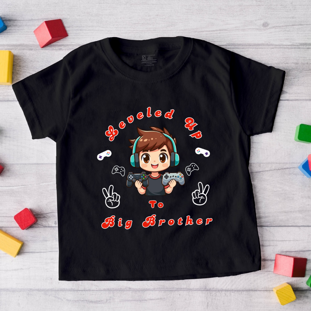 Leveled Up To Big Brother _Black Tee