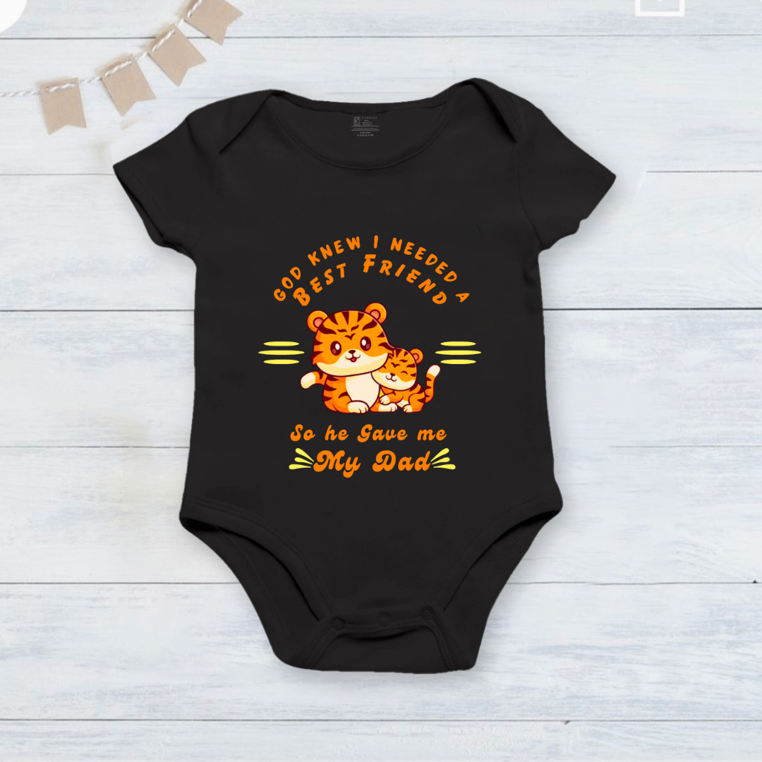 Father's Day My Dad my best friend tiger print _black onesie