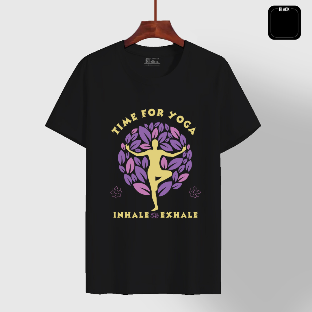 Time for yoga, Inhale! Exhale! _Yoga Black tee