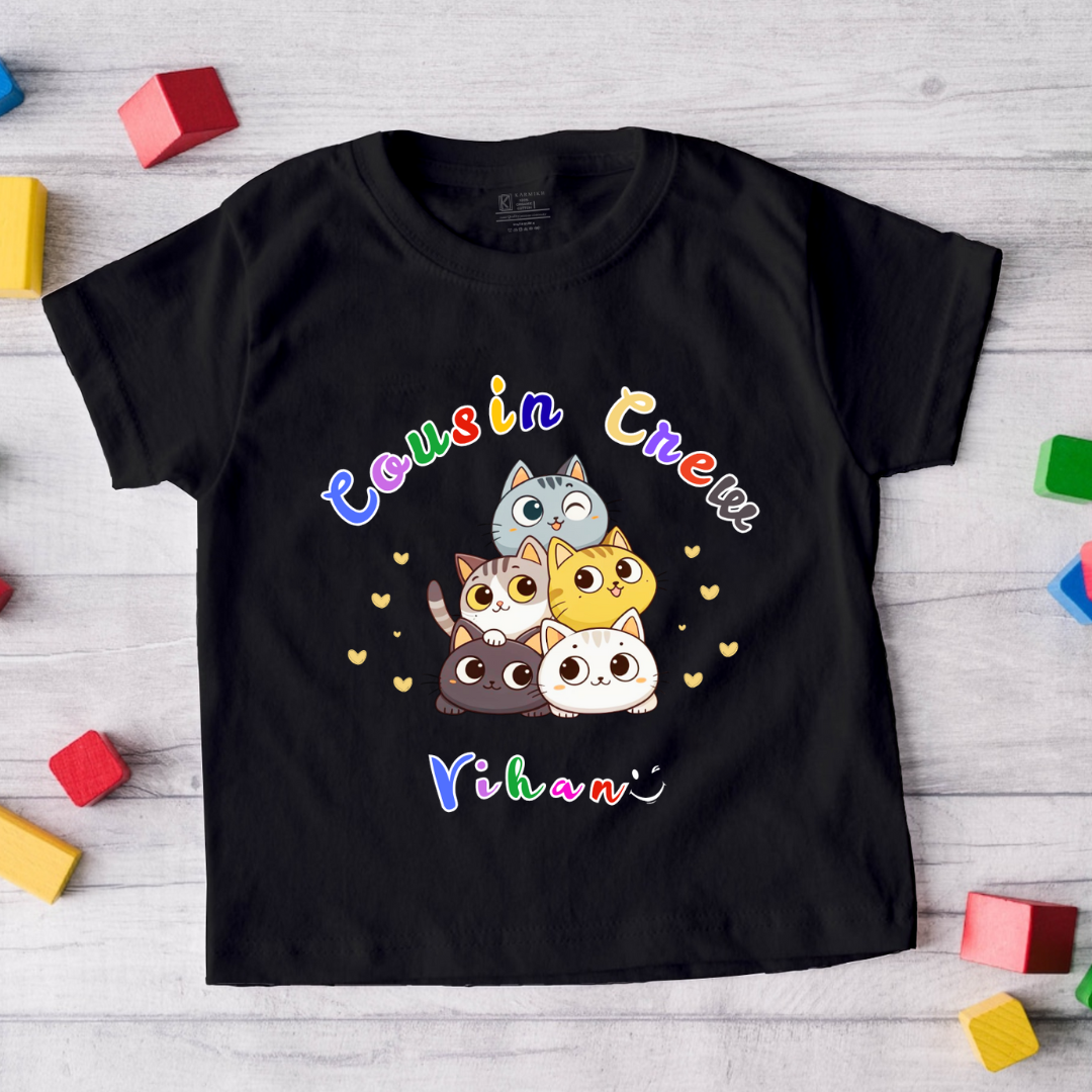 Cousin Crew with customised name_ Black tee