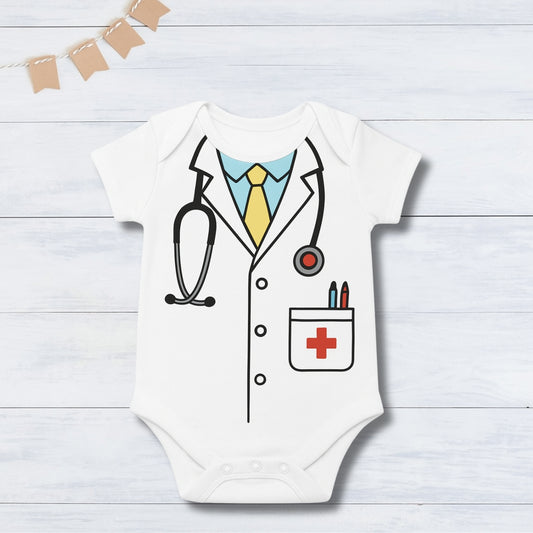 Little Doctor – Future Hero Outfit with customized baby name_ White Onesie