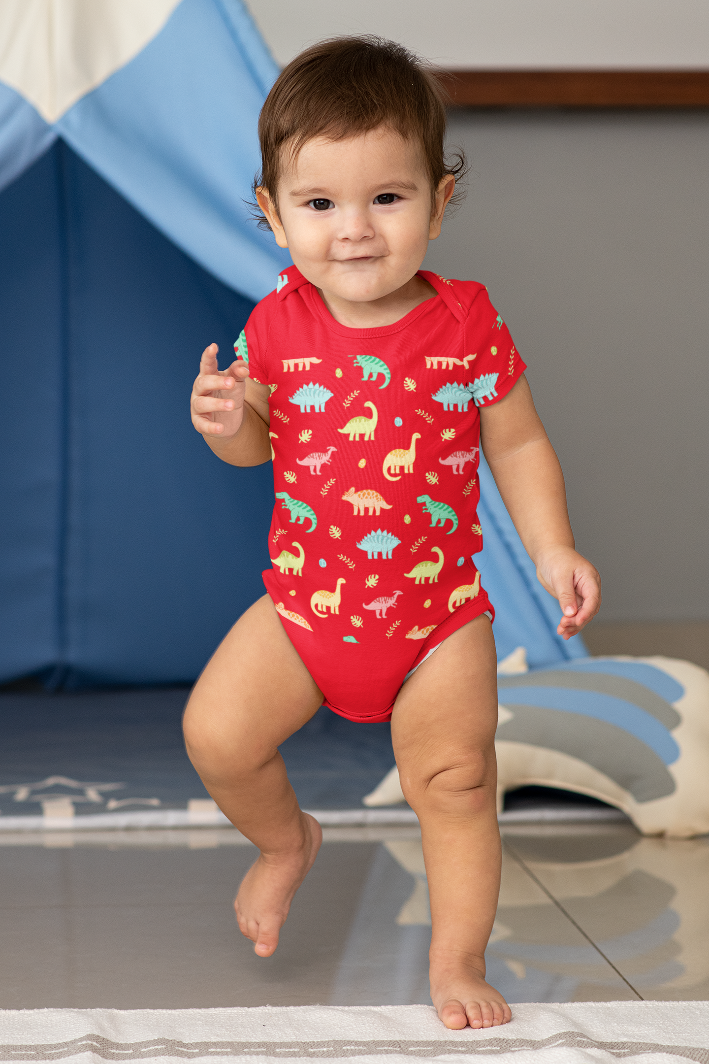 Ultra soft organic cotton new born little dino dress_red