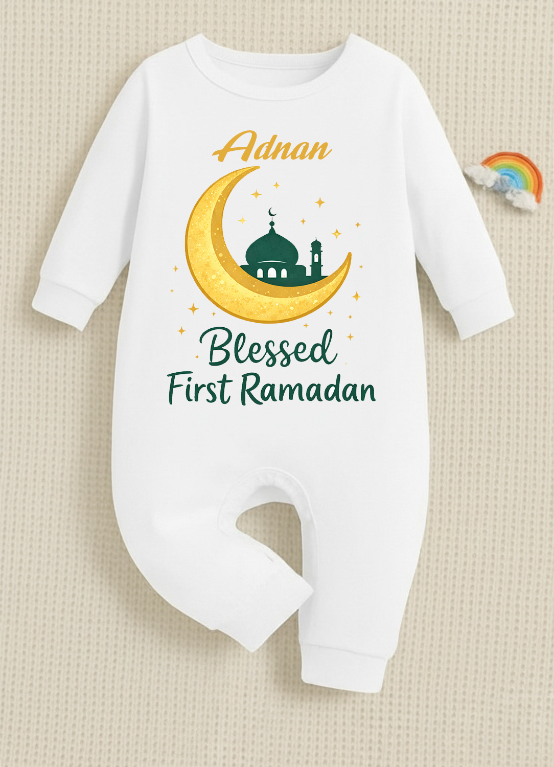 Newborn & Baby Clothing | Baby Blessed First Ramadan Romper With Personalized Name | Soft Cotton
