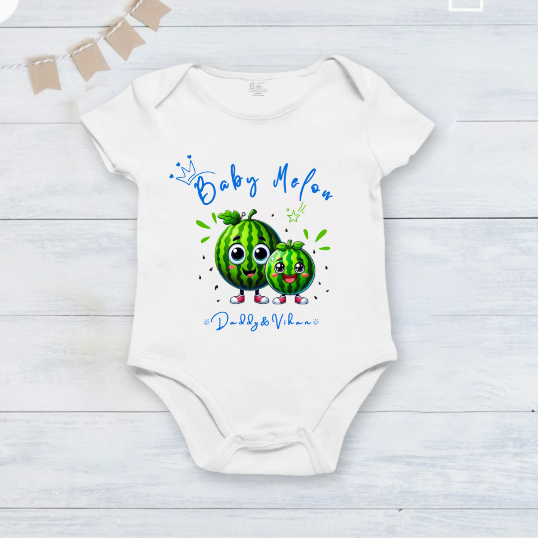 Father's Day customized baby melon name _white onesie