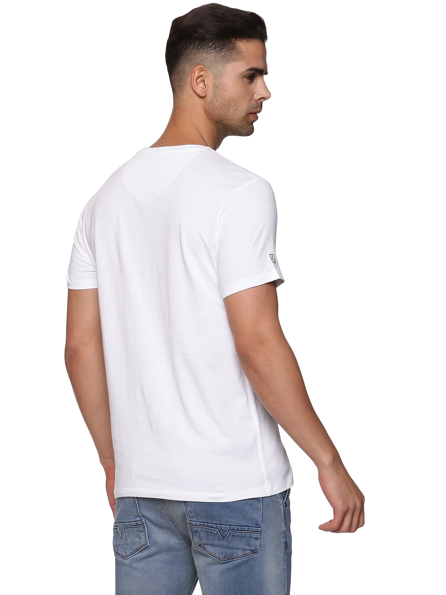 Men Round Neck Classic Karmikh Organic Cotton T-Shirt - White